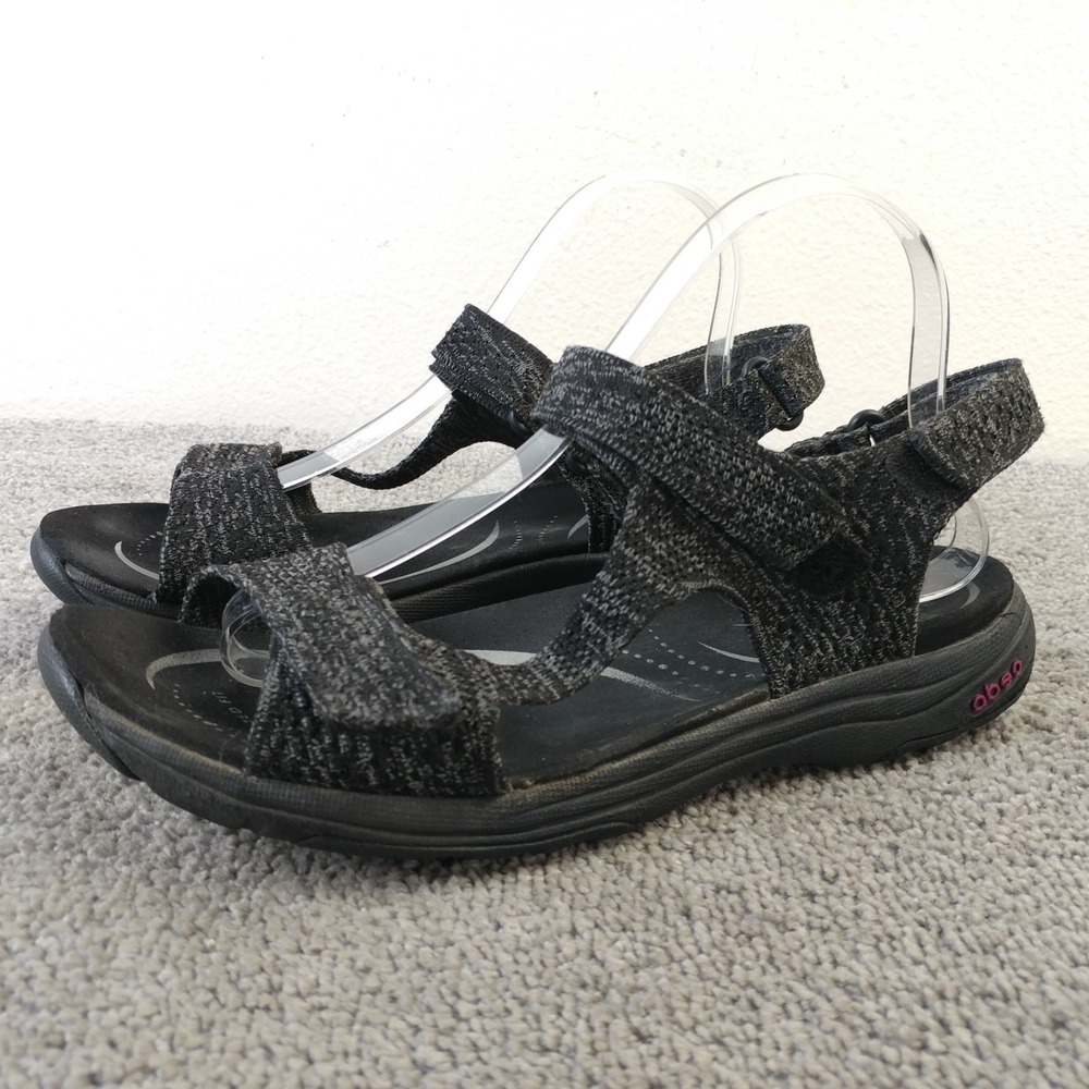 Abeo BIO System Gabi Post Low Heel Sandals Womens 10 Black Comfort Adjustable